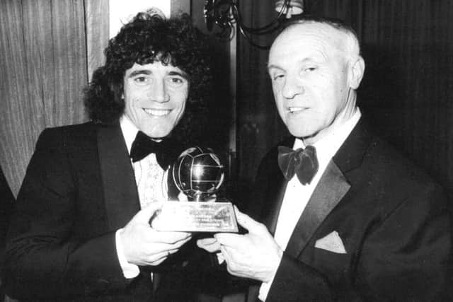 Top award: Kevin Keegan with the European Footballer of the Year Trophy and former manger Bill Shankly in 1980.