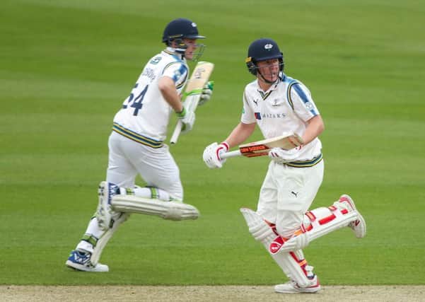 Yorkshire's Gary Ballance, right, and Peter Handscomb run between wickets. Picture by Alex Whitehead/SWpix.com