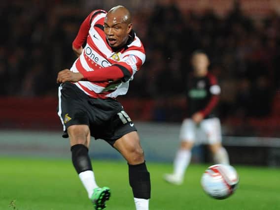 El Hadji Diouf in action for Doncaster Rovers.