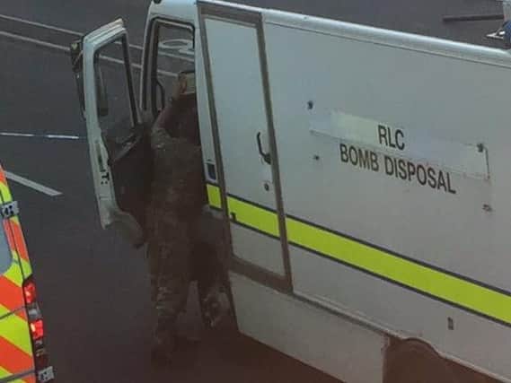 Army bomb disposal experts at Westgate End, Wakefield yesterday. Picture by Luke Battensby.