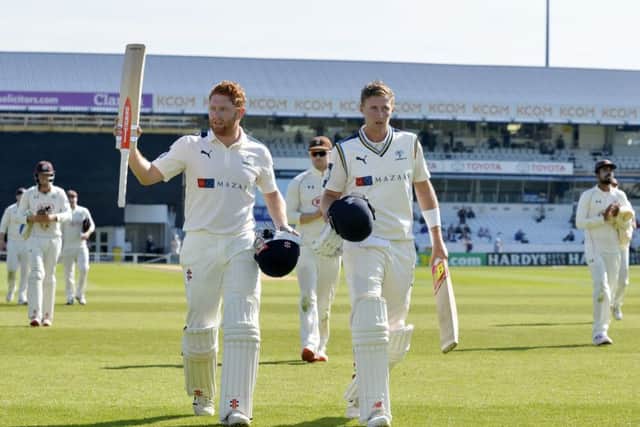 Joe Root, right, will be Jonny Bairstow's new England Test captain when action gets underway at Lord's next week.  Picture: Bruce Rollinson