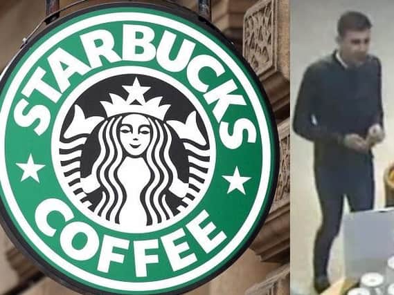 Police want to trace the man in the CCTV image after a theft from Starbucks.