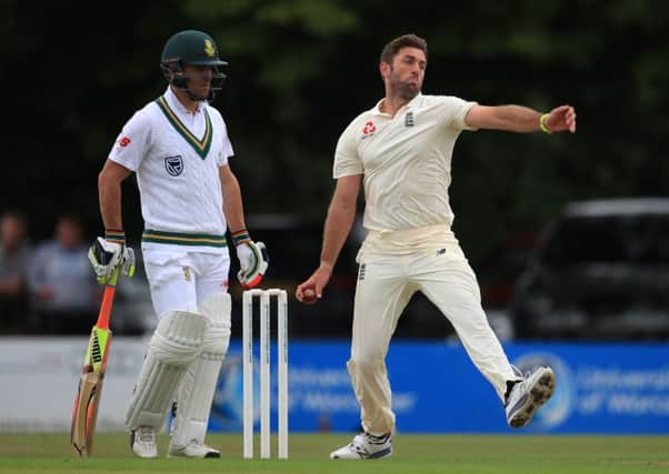 England Lions' Liam Plunkett bowls during day one of the Tour match at New Road, Worcester.