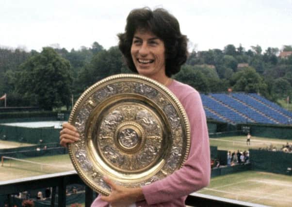 Winner: Virginia Wade  after winning the Wimbledon women's singles title 40 years ago.