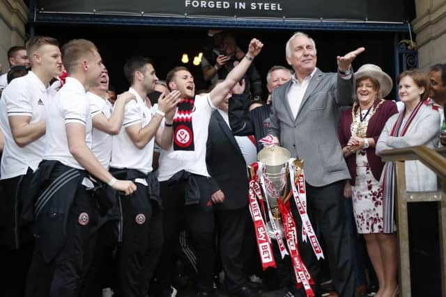 Co Owner Kevin McCabe during the open top bus parade from Bramall Lane Stadium to Sheffield Town Hall, Sheffield. (Picture: Simon Bellis/Sportimage)