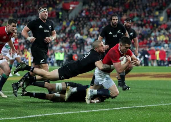 British and Irish Lions' Conor Murray dives in to score his sides second try during the second test of the 2017 British and Irish Lions tour at Westpac Stadium, Wellington. (Picture: PA)