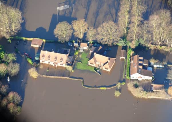 An aerial picture showing the flooding in Tadcaster in 2015.