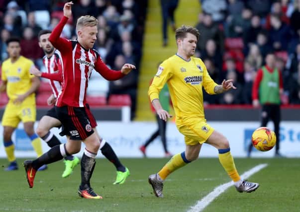 NEW FACE: Jake Reeves, in action for AFC Wimbledon against Sheffield United last season. Picture: Jamie Tyerman/Sportimage.