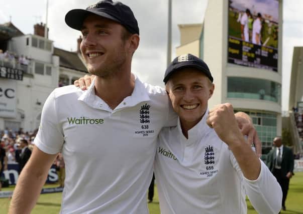 England's Stuart Broad and Joe Root celebrate after winning the Ashes at Trent Bridge two years ago (Picture: Philip Brown/Pool/PA Wire).