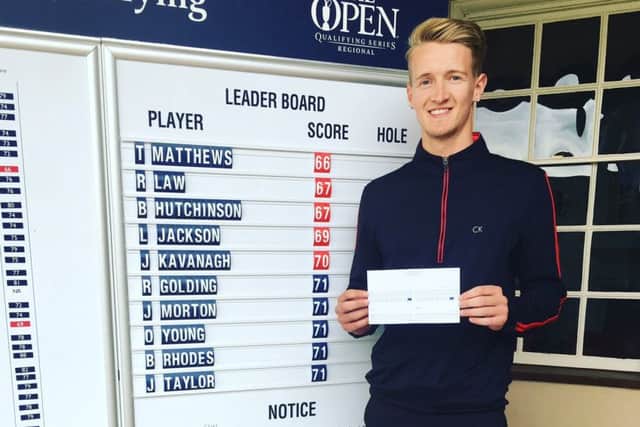 Torren Matthews was first in the Open Championship regional qualifying event at Alwoodley with a course record 66.