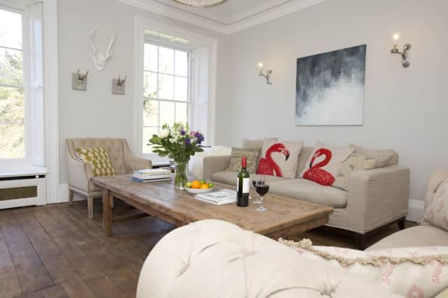 The sitting room with a coffee table from eBay via a cottage in the Cotswolds -