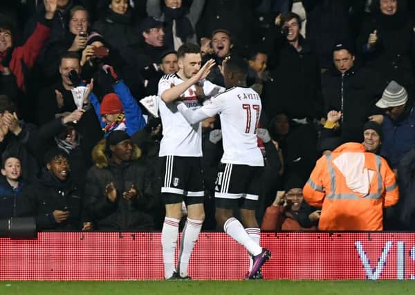 Fulham's Scott Malone celebrates scoring a goal for Fulham last season. Picture: Victoria Jones/PA.
