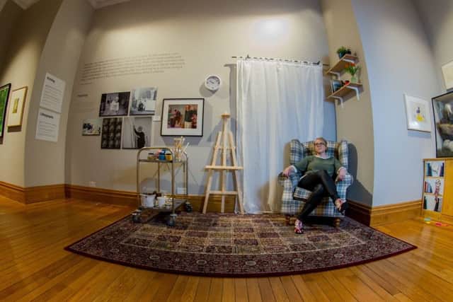 Cartwright Hall curator Jill Iredale in the recreation of Hockney's studio.