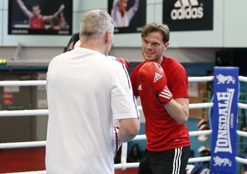 New Sheffield United signing Richard Stearman takes part in a boxing session at English Institute of Sport, Sheffield, as part of Blades' training (Picture: Simon Bellis/Sportimage).