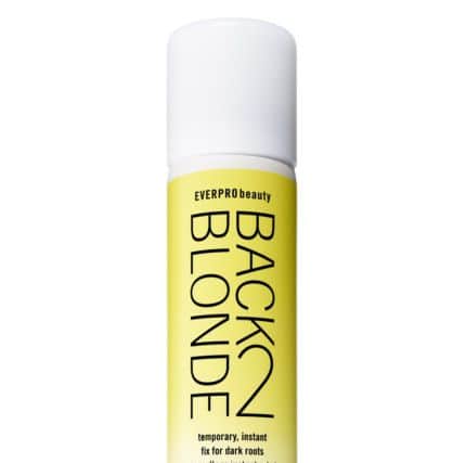 EverProbeauty Temporary Root Concealer Spray
 An instant fix that covers up to nine shades of blonde, this temporary hair solution contains Prismatech pigments that self-adjust to match and blend with dark roots. It dries in two minutes and washes out with shampoo. Available in Light, Medium and Dark Blonde, it costs Â£12.99 at Superdrug.