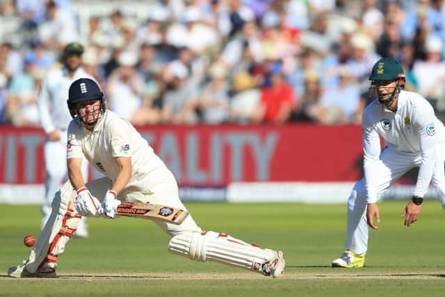 England's Gary Ballance during day three of the First Investec Test match at Lord's, Loplays a reverse sweep during day three at Lord's. Picture: Nigel French/PA