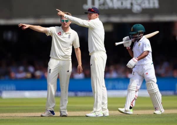 Yorkshire's Joe Root, right, has been impressive during his first gmae as England Test captain. Picture: Nigel French/PA