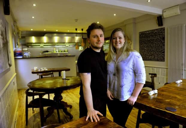 Josh Overington and Victoria Roberts at Le Cochon Aveugle restaurant in York  .