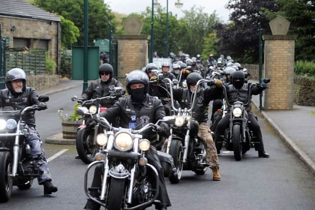 Bikers attand the funeral of well known Sheffield rider Mick 'Slim' Hall. Picture: Scott Merrylees