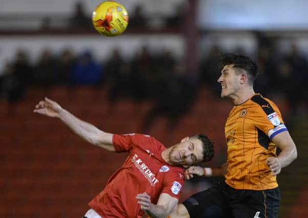 Danny Batth, playing for Wolves against Barnsley, is a reported target for Leeds.  (Picture: Bruce Rollinson)