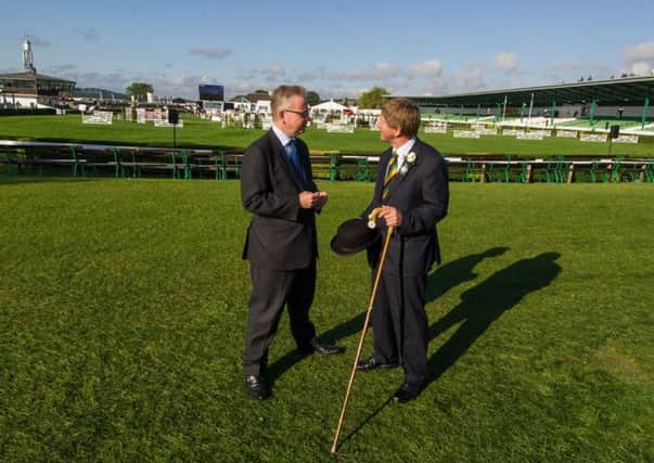 Environment Secretary Michael Gove meets Charles Mills, director of the Great Yorkshire Show.