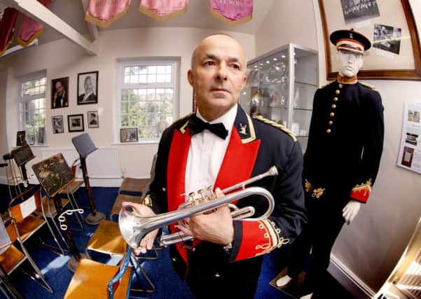 Band member and cornet player, Keith Britcliffe, in the museum.
 PIC: Lorne Campbell/Guzelian
