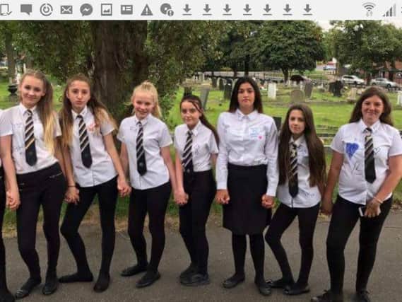 Some of the pupils pictured on Facebook with tributes to Bradley Lowery. (Photo: Jay Haywood Crean).