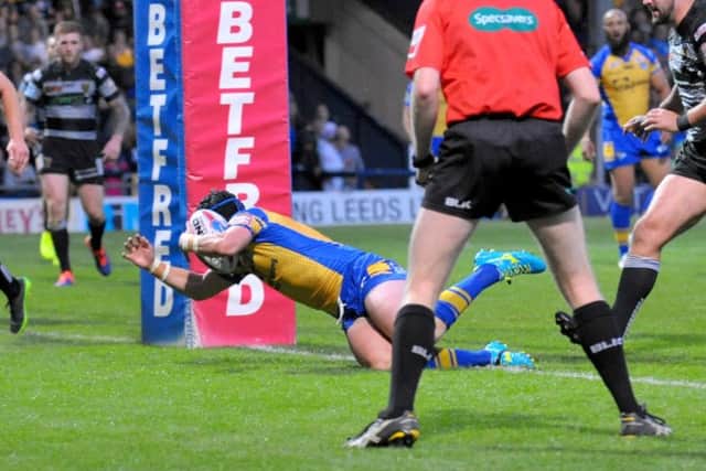 Jack Walker goes over for a try.