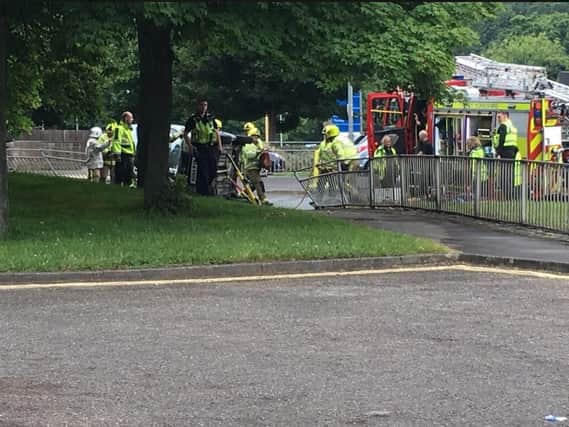 Emergency services at the scene of the crash in Brighouse. Picture: Abigail Kellett