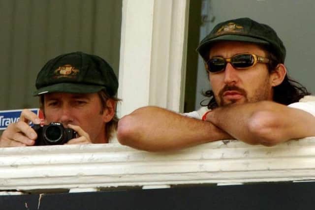 Australia's bowlers Glenn McGrath (L) and Jason Gillespie were a constant thorn in the side of England (Picture: Rui Vieira/PA)
