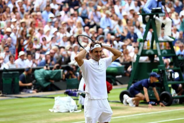 Roger Federer celebrates beating Marin Cilic. Picture: Gareth Fuller/PA