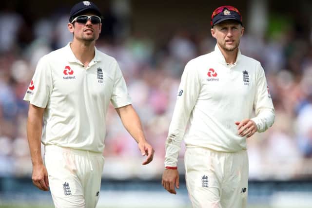 England's Alastair Cook (left) and Joe Root during day three at Trent Bridge. Picture: Nick Potts/PA