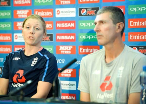 England cricket coach Mark Robinson (right) and captain Heather Knight. Picture: Ben Birchall/PA