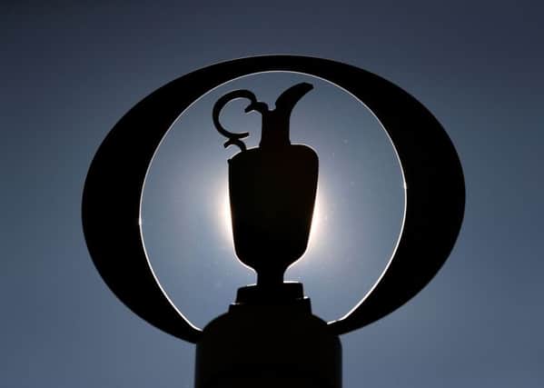The sun behind the Open signage during Monday's practice day at Royal Birkdale ( Picture: Andrew Matthews/PA Wire).