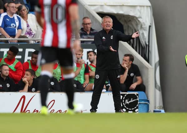 Chris Wilder manager of Sheffield United during Tuesday's pre season friendly at the Procact Stadium, Chesterfield.
