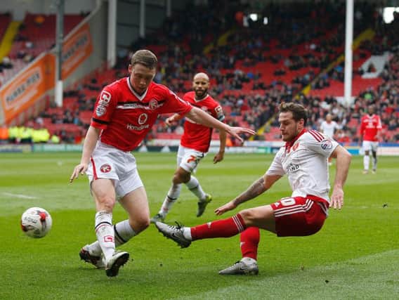 Matthew Pennington in action against Sheffield United during one of his loan spells