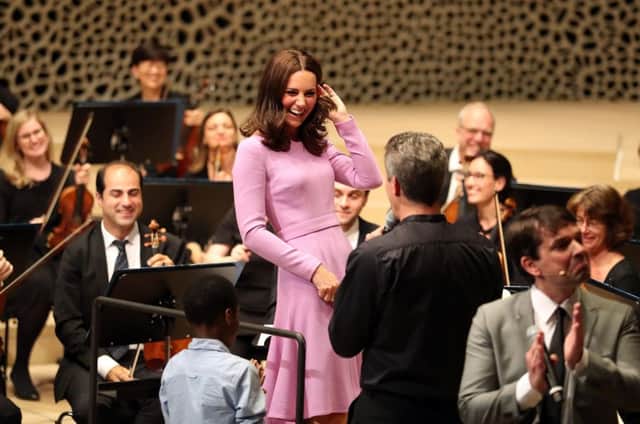 The Duchess of Cambridge has a go at conducting the Hamburg Symphony Orchestra