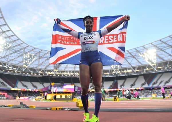Great Britain's Kadeena Cox celebrates winning the Women's 400m T38 Final.