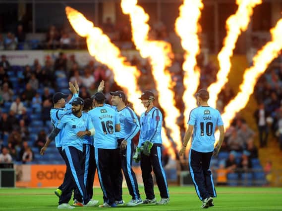 Yorkshire celebrate a wicket falling against Birmingham Bears (Photo: David Williams)