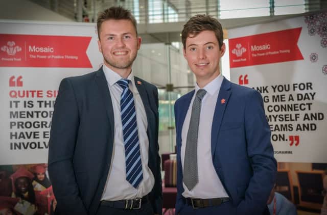 Arron Dougan (left) and Christopher Robinson, both employees of KPMG,  who have been honoured by Mosaic, an organisation which works to inspire young people from deprived communities.
