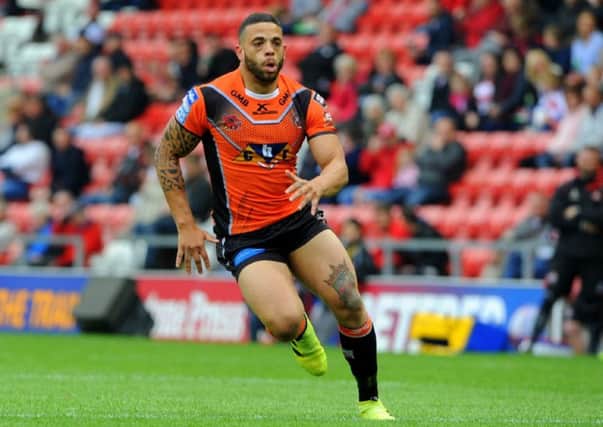 Castleford Tigers second-row Kevin Larroyer has been suspended for two matches for a 'squirrel-grip- tackle on Vincent Duport, of Catalans Dragons.