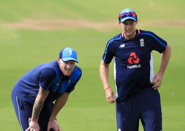 Ben Stokes, left, pictured with England captain Joe Root during practice yesterday for the third Test (Picture: John Walton/PA Wire).