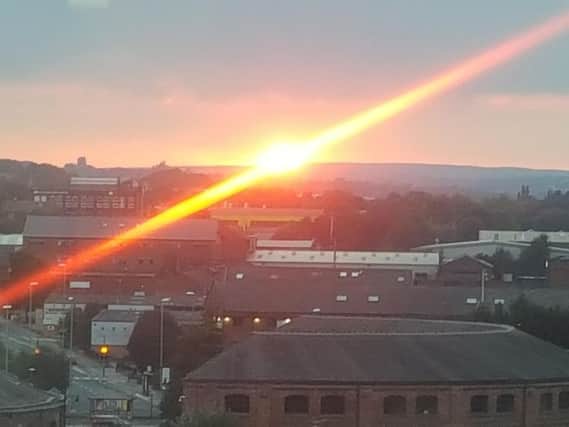 The dazzling pink sunset over Leeds tonight