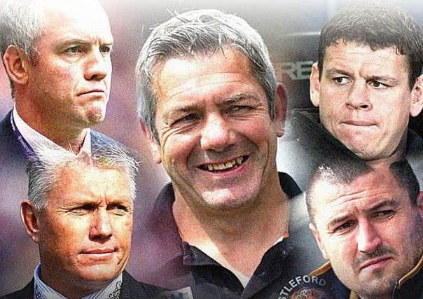 Into Super 8s: Coaches Daryl Powell, main image, Brian McDermott, Lee Radford, Rick Stone and Chris Chester. (Montage: Graeme Bandeira)