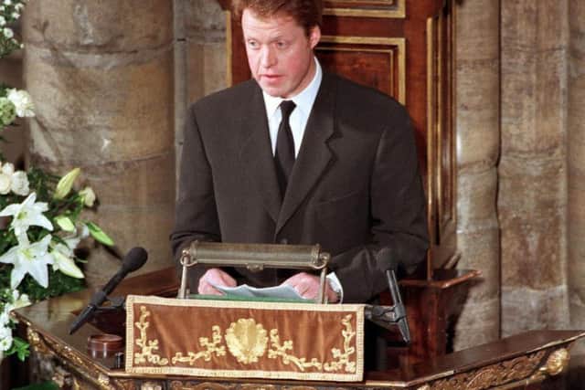 Earl Spencer reading the eulogy at Princess Diana's funeral.
