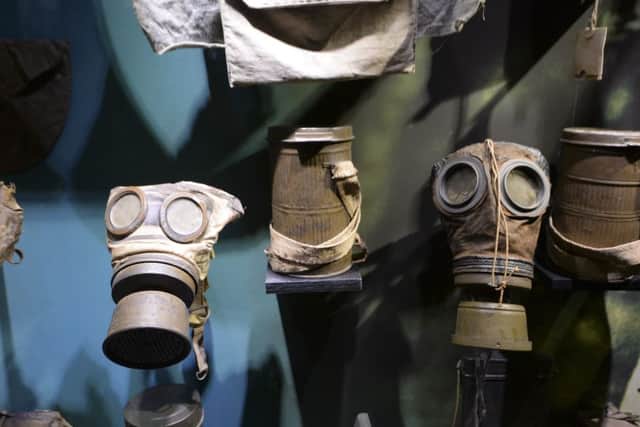 Early gas masks on show at the Memorial Museum Passchedaele 1917 in Zonnebeke.  Picture by Mike Cowling.
