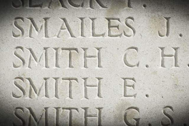 Yorkshire soldier, Charles Harding Smith, from Leeds, is remembered at Tyne Cot visitors' centre as well in the cemetery.  Picture by Mike Cowling.
