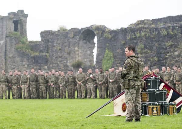 DRUM HEAD SERVICE: Commanding Officer of 2 YORKS Lieutenant Colonel Sam Humphris MBE speaking to his troops during the blessing.