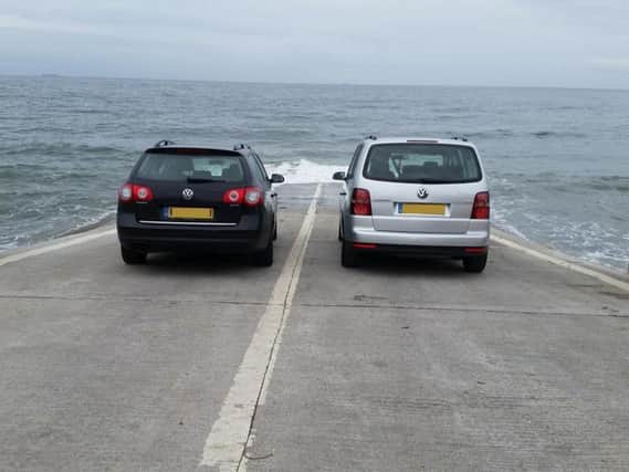 The cars on the slipway. Photo: Redcar RNLI