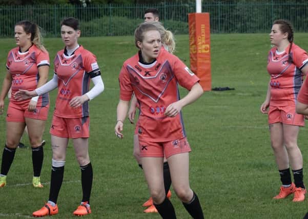 Castleford Tigers Ladies in action against Featherstone Rovers.